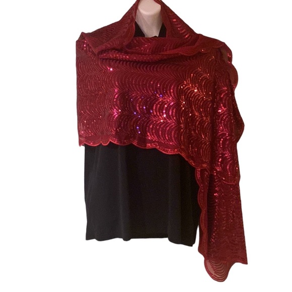 Apt 19 Wine Colored Sequined Scarf - Picture 2 of 6